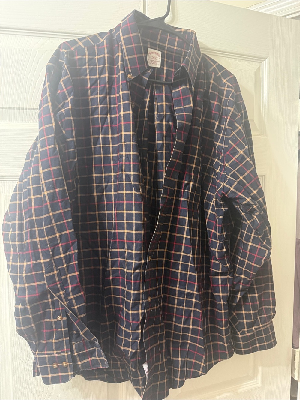 Brooks Brothers Navy and Cream Plaid Lightweight Shirt Jacket